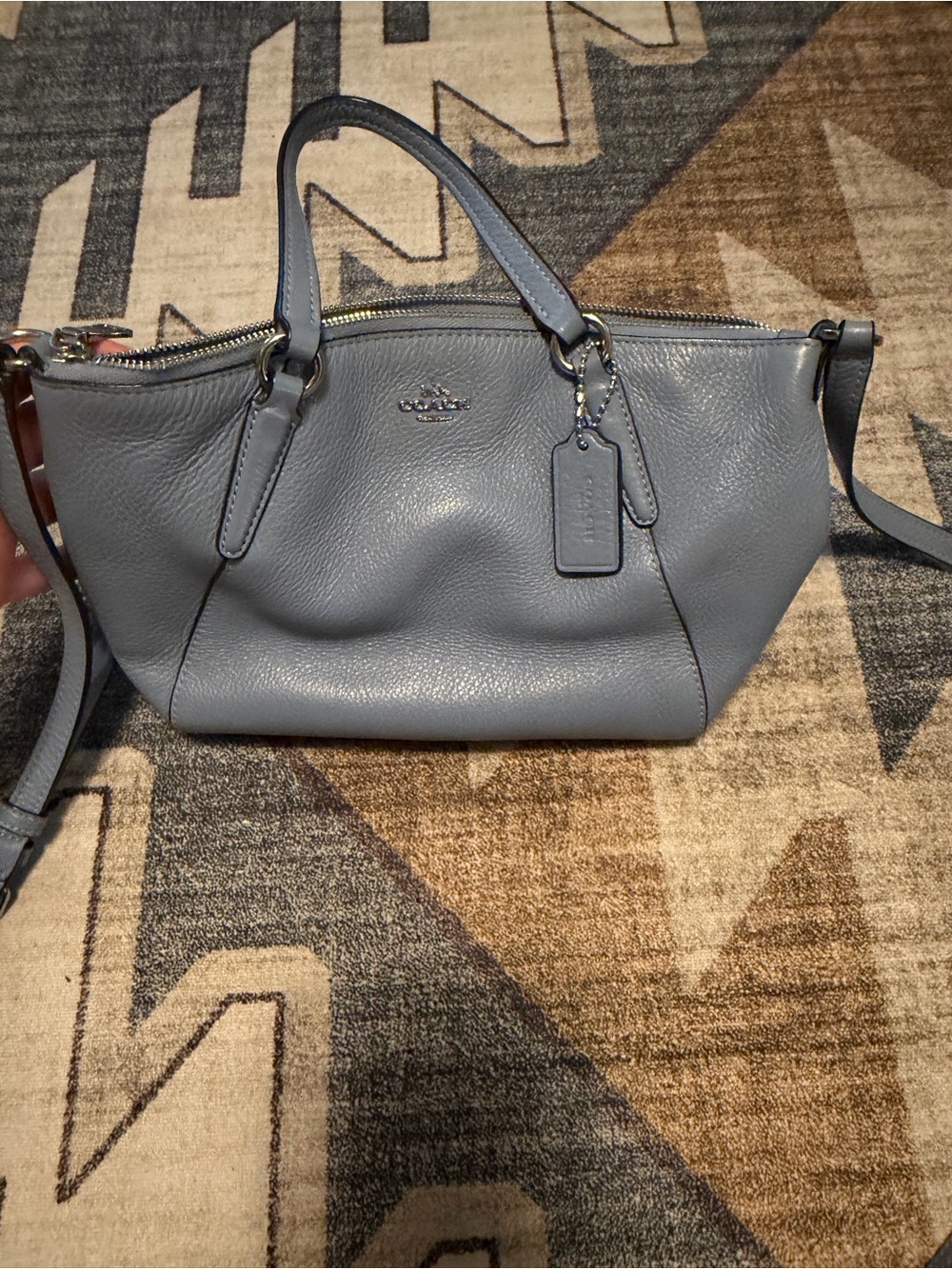 Coach Mini Kelsey Pebbled Leather Satchel - light blue
